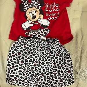 Disney Minnie Mouse Red and White top and shorts
